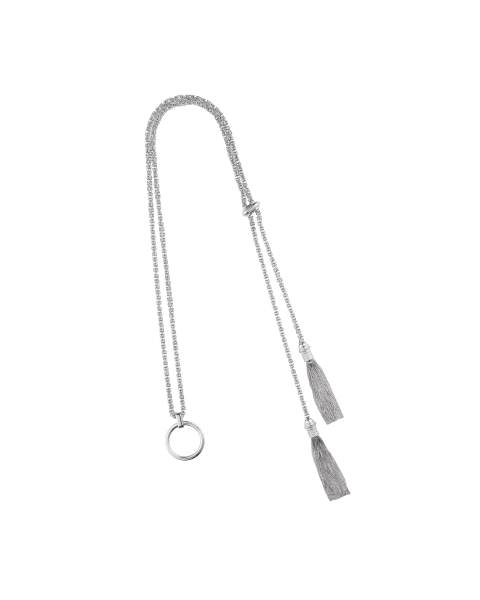 Sterling silver Eyeglass holder long necklace Pompon