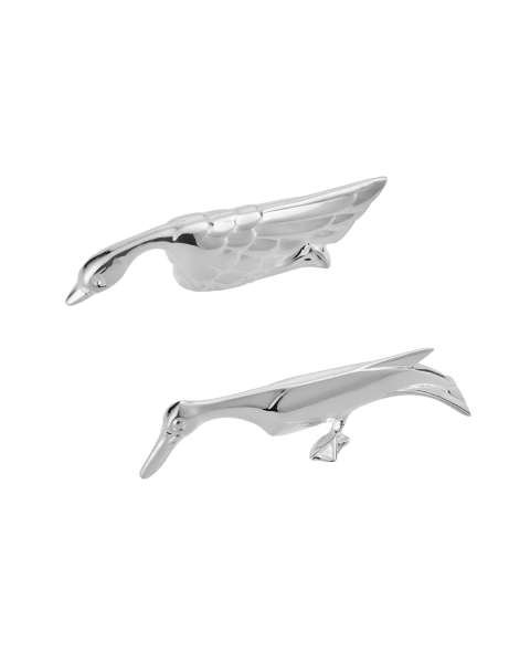 SILVER-PLATED SET OF 2 KNIFE RESTS PELICAN/SWAN GALLIA