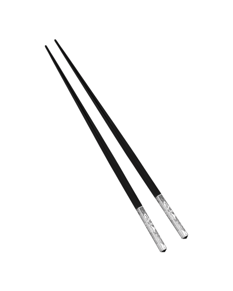 Pair of Japanese chopsticks Jardin d'Eden  Silver plated