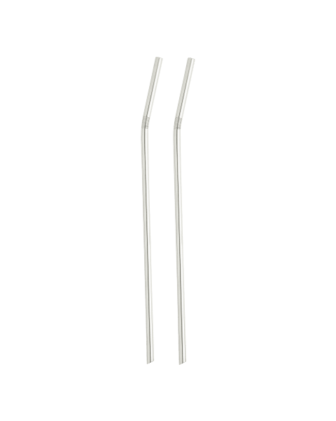 Set of 2 straws  Uni  Silver plated