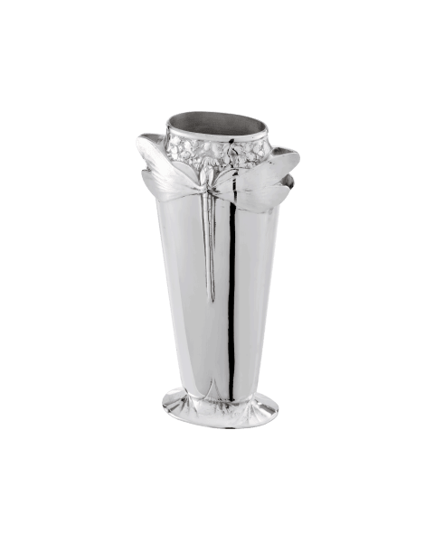 SILVER-PLATED DRAGONFLY LIBELLULE VASE GALLIA