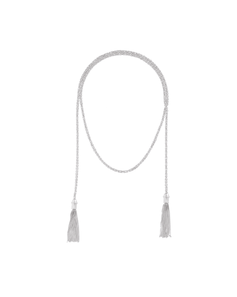 Sterling silver Tie necklace chain Pompon