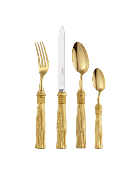 4-piece Silver-plated Gilded Individual place settings Pompon