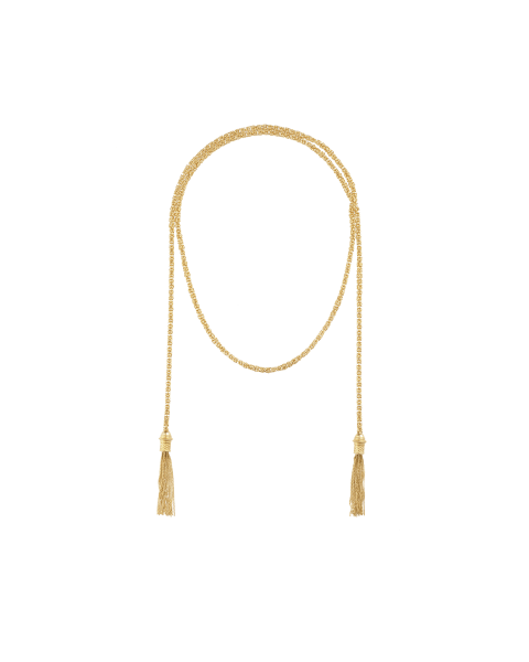 Sterling silver Gilded 18 carats Tie Necklace Chain Pompon