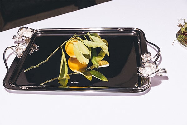 Anemone Large Silver-Plated Rectangular Tray