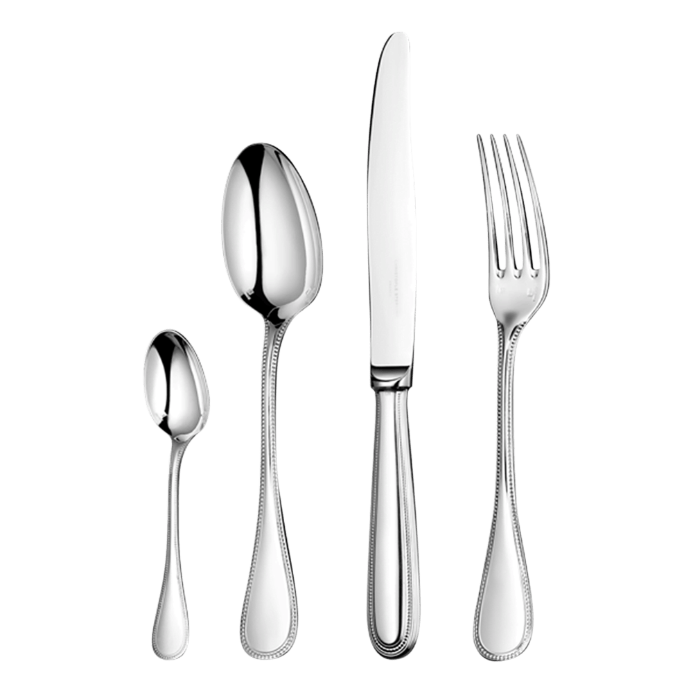 48Piece SilverPlated Flatware Set with Chest Perles Christofle