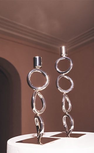 Vertigo Silver-Plated Four-Ring Candlestick
